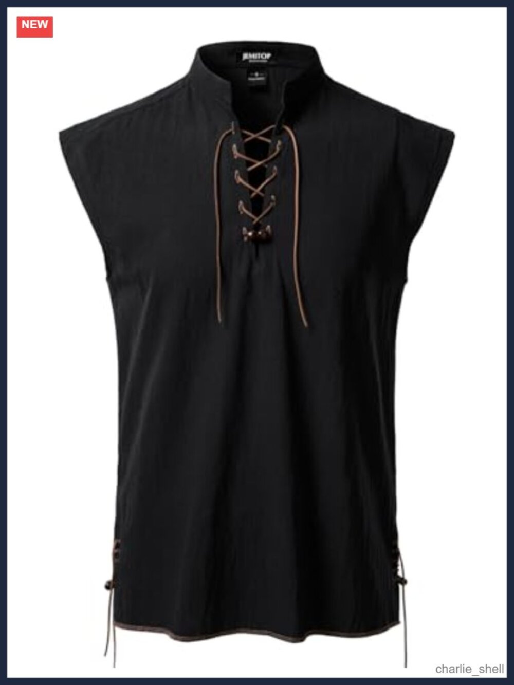 Sleeveless 100% Cotton Medieval Renaissance Costume Shirt Pirate Viking Cosplay